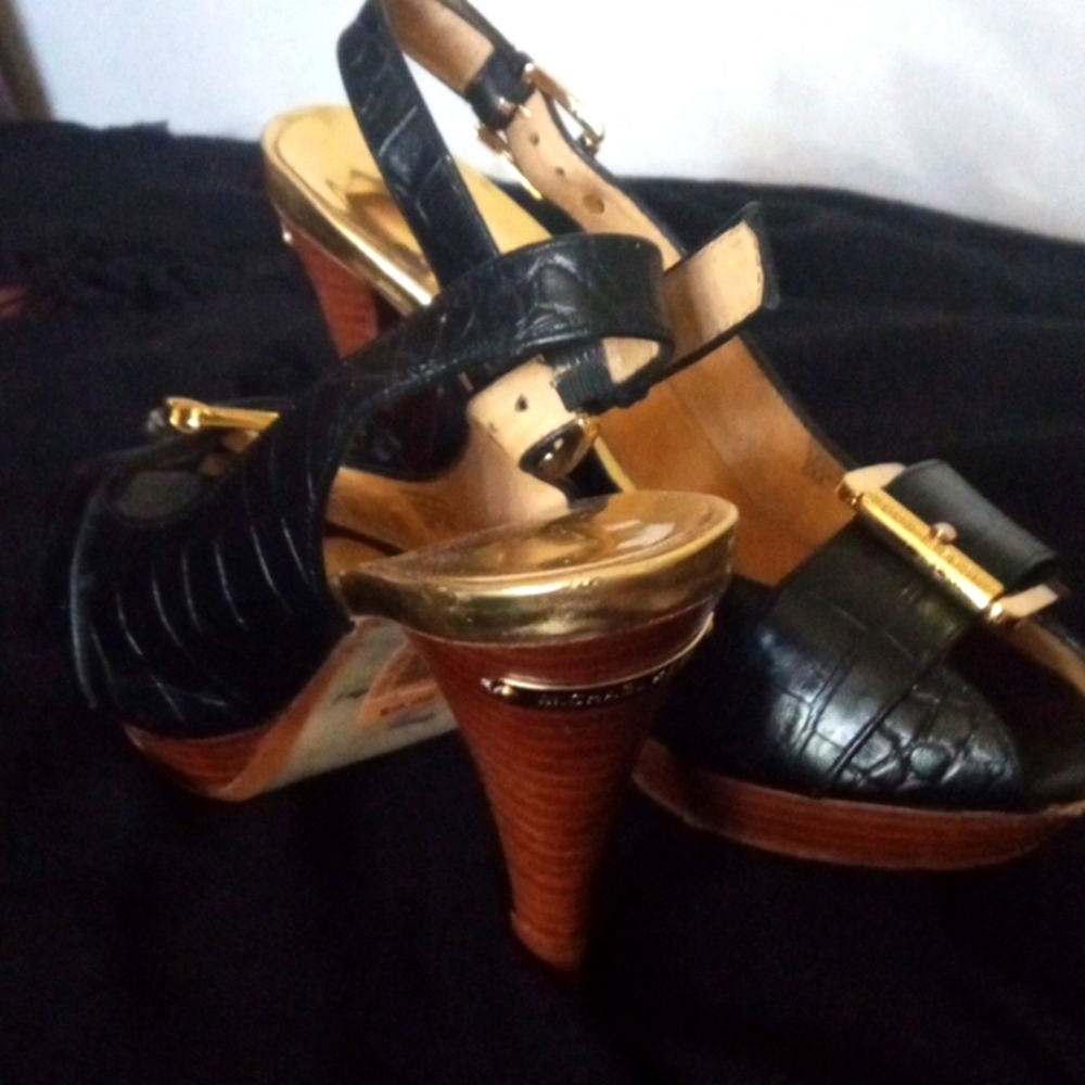 Michael Kors alligator calf skin with gold tone accents